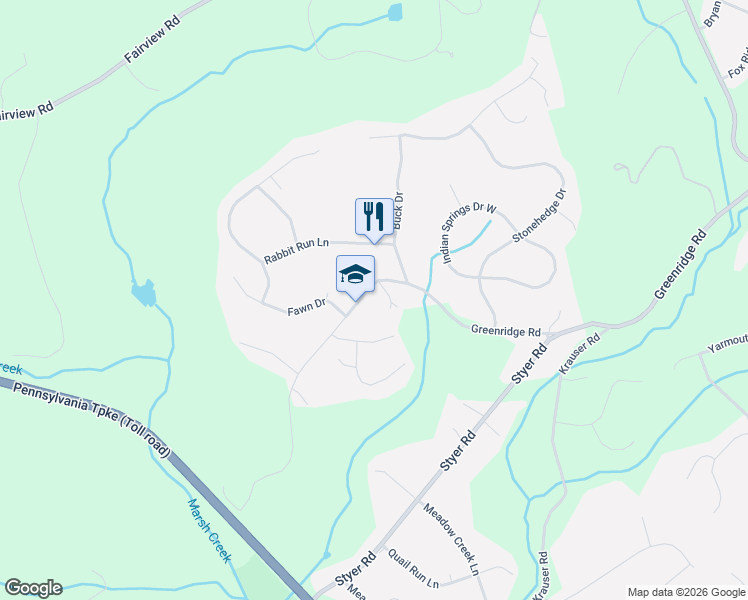 map of restaurants, bars, coffee shops, grocery stores, and more near 429 Greenridge Road in Glenmoore