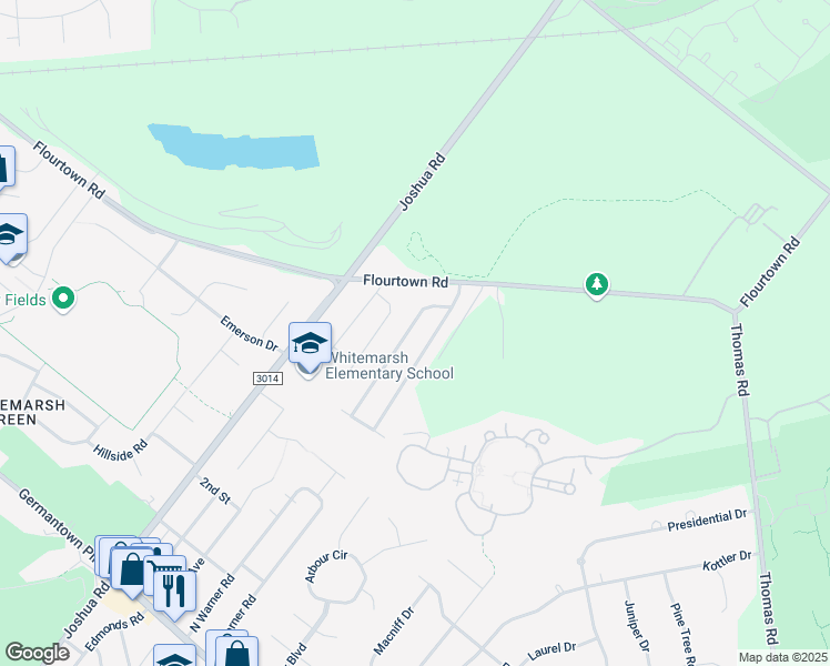 map of restaurants, bars, coffee shops, grocery stores, and more near 4116 Barberry Drive in Lafayette Hill