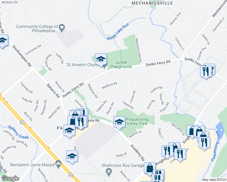 map of restaurants, bars, coffee shops, grocery stores, and more near 3335 Atmore Road in Philadelphia