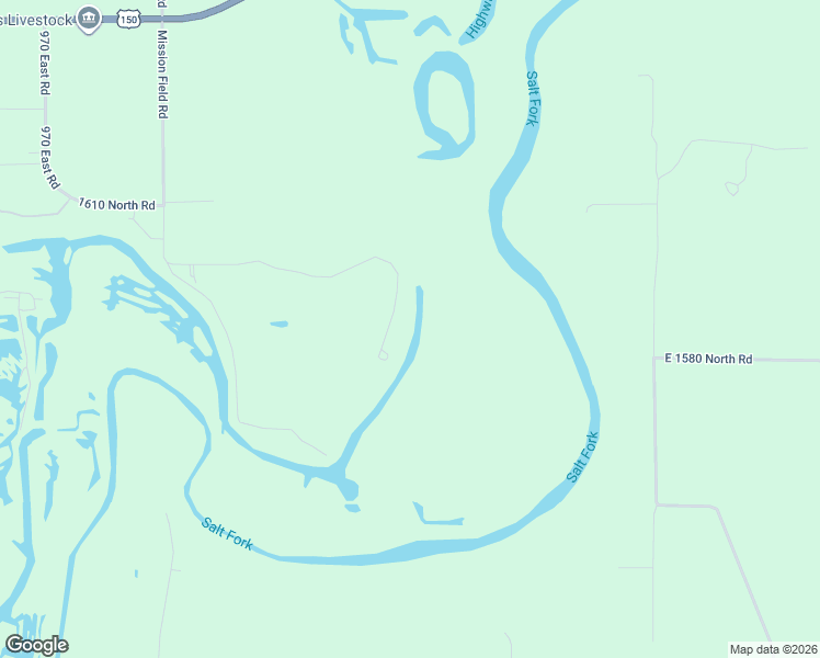 map of restaurants, bars, coffee shops, grocery stores, and more near 15837 North 1050 Road in Oakwood