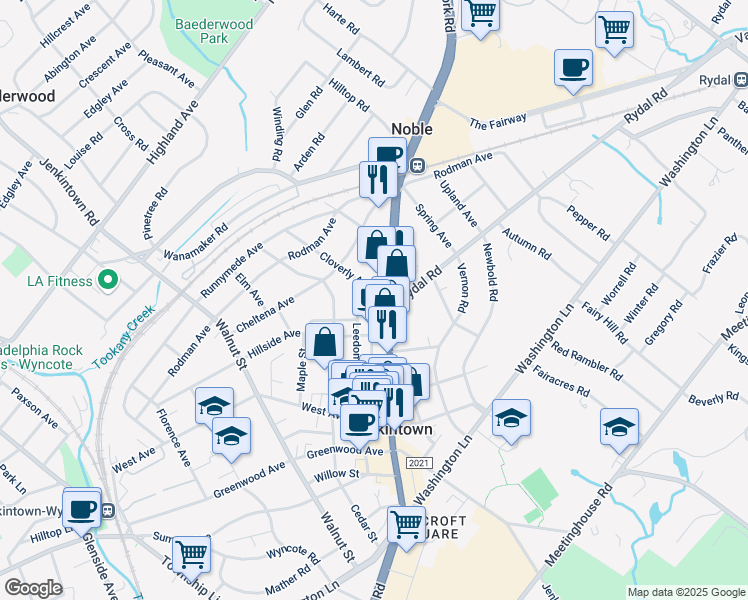 map of restaurants, bars, coffee shops, grocery stores, and more near in Montgomery County