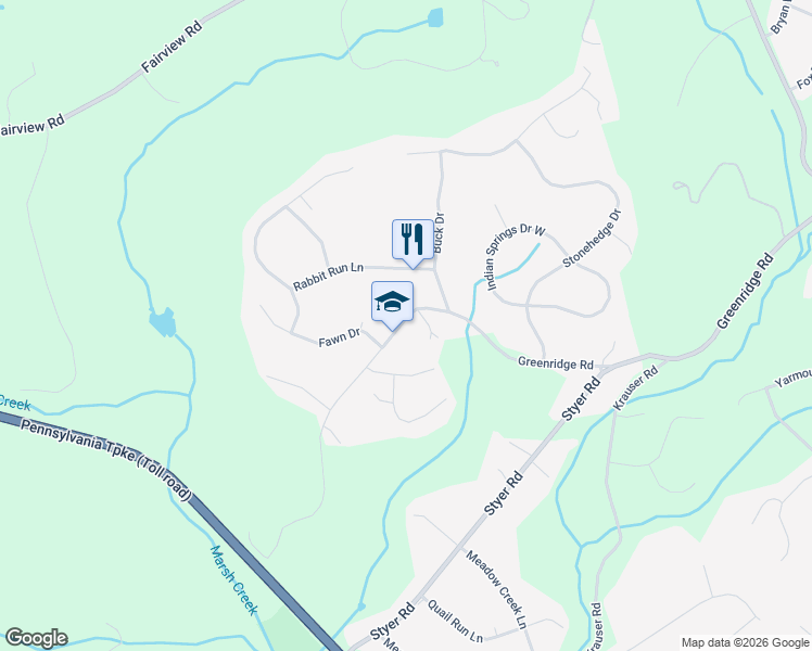 map of restaurants, bars, coffee shops, grocery stores, and more near 429 Greenridge Road in Glenmoore