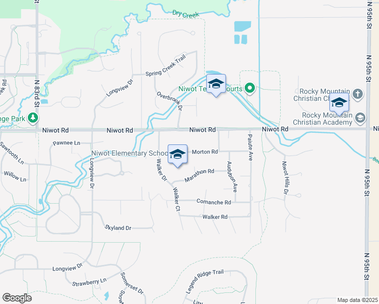 map of restaurants, bars, coffee shops, grocery stores, and more near 8778 Morton Road in Longmont