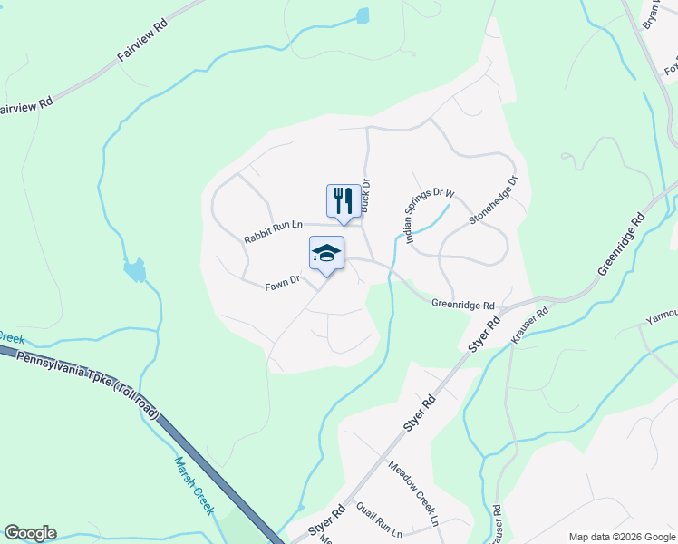 map of restaurants, bars, coffee shops, grocery stores, and more near 429 Greenridge Road in Glenmoore