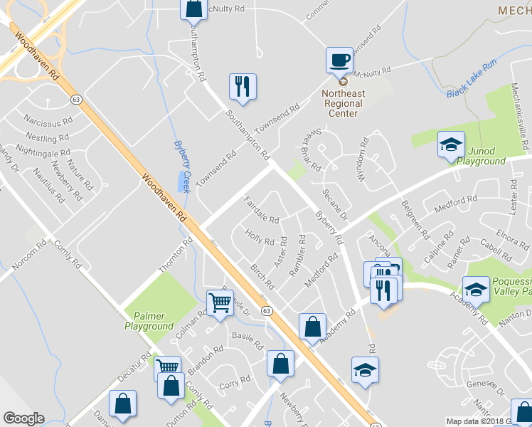 map of restaurants, bars, coffee shops, grocery stores, and more near 3113 Fairdale Road in Philadelphia