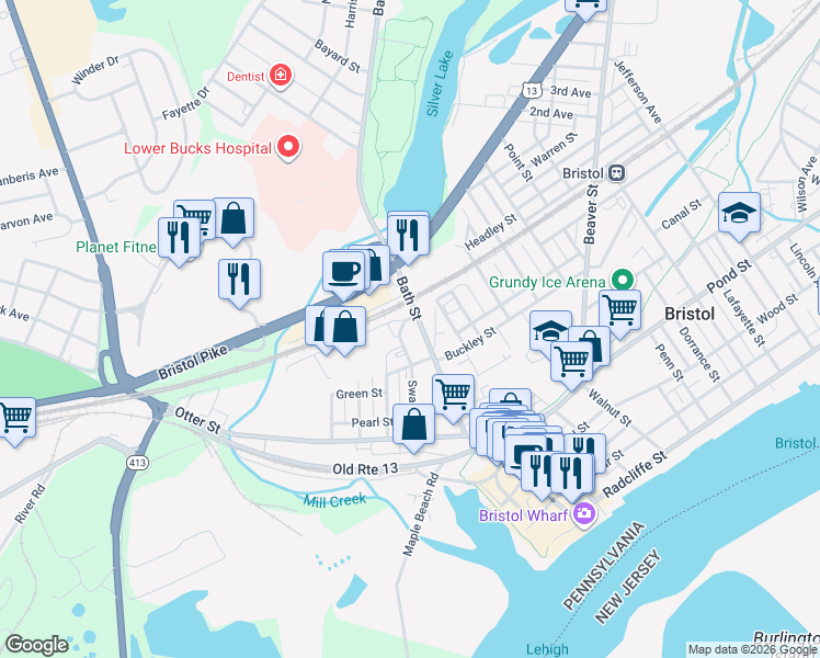 map of restaurants, bars, coffee shops, grocery stores, and more near 200 Howell Street in Bristol