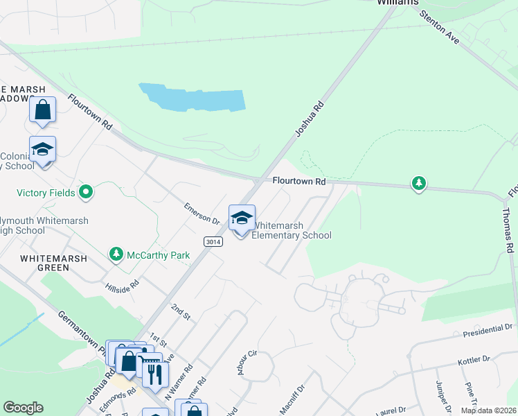 map of restaurants, bars, coffee shops, grocery stores, and more near 4143 Joshua Road in Lafayette Hill