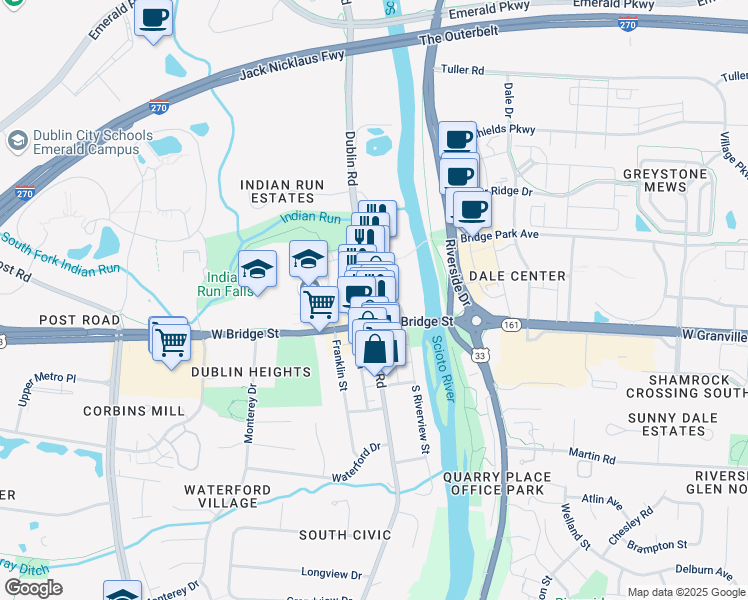 map of restaurants, bars, coffee shops, grocery stores, and more near in Dublin