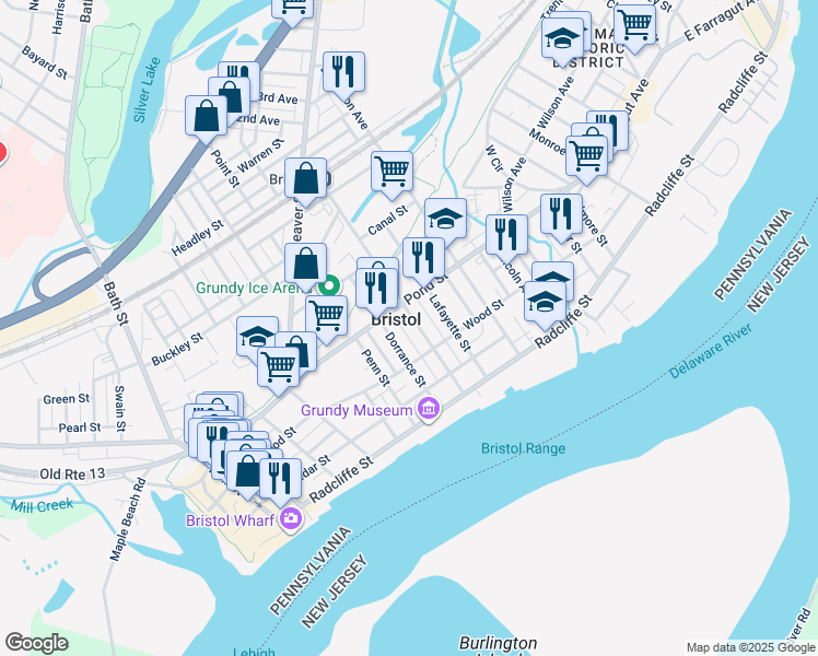 map of restaurants, bars, coffee shops, grocery stores, and more near in Bristol