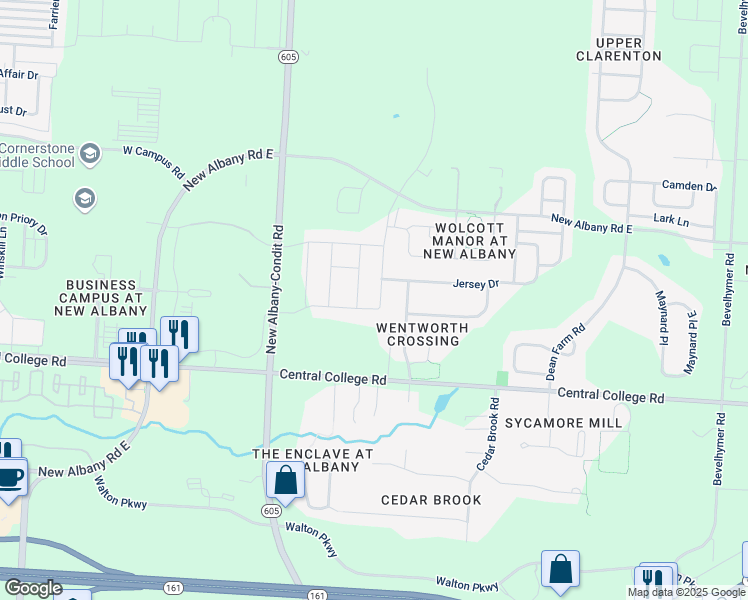 map of restaurants, bars, coffee shops, grocery stores, and more near 7049 Souder Road in New Albany