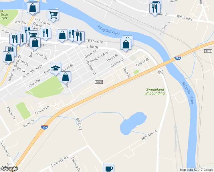 map of restaurants, bars, coffee shops, grocery stores, and more near 703 Pershing Street in Bridgeport