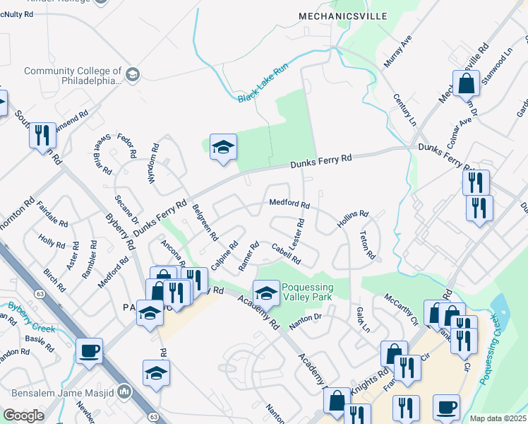 map of restaurants, bars, coffee shops, grocery stores, and more near 3311 Atmore Road in Philadelphia