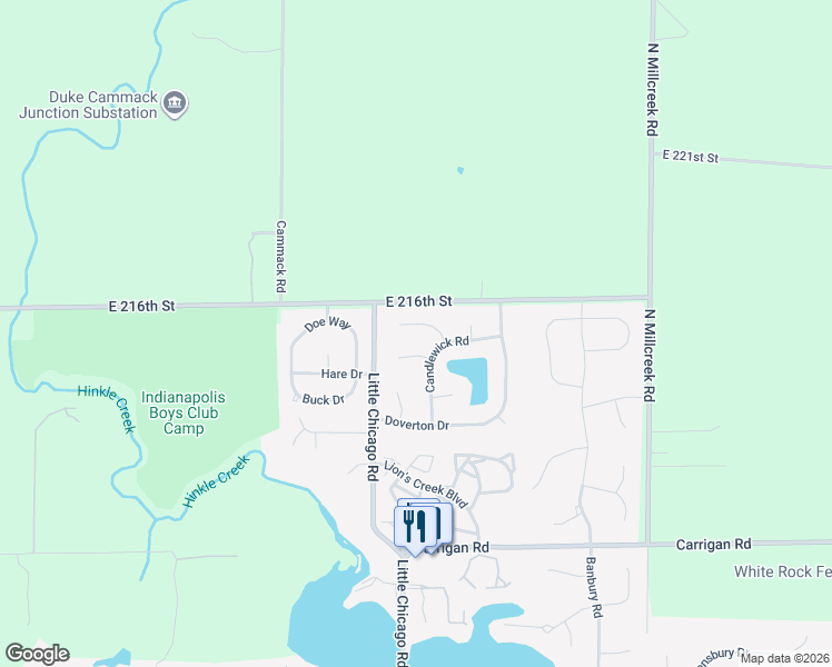 map of restaurants, bars, coffee shops, grocery stores, and more near 5801 Poole Place in Noblesville