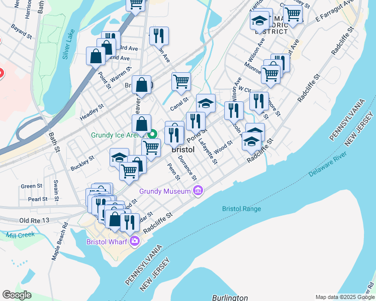 map of restaurants, bars, coffee shops, grocery stores, and more near in Bristol