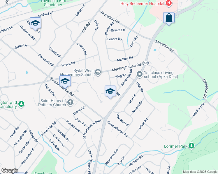 map of restaurants, bars, coffee shops, grocery stores, and more near 750 Dale Road in Montgomery County