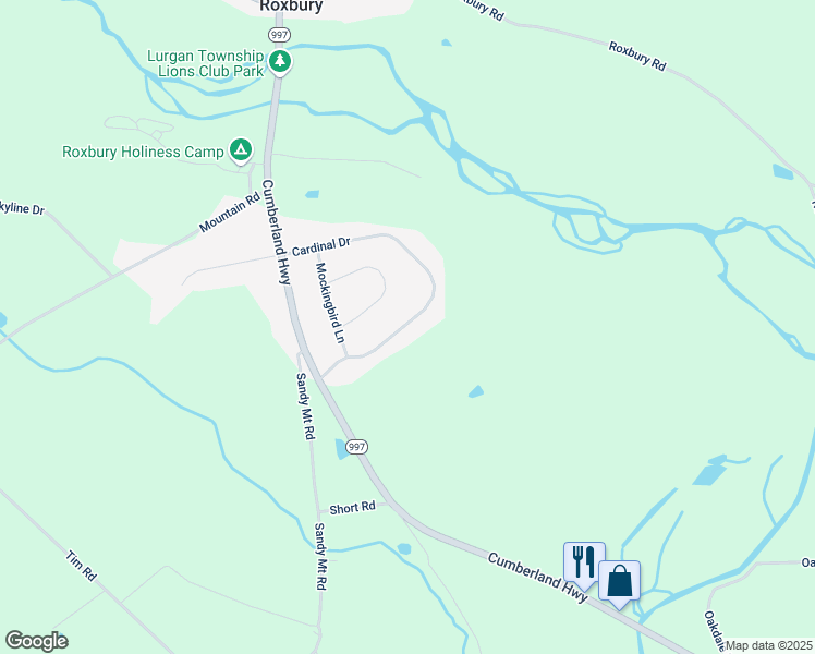 map of restaurants, bars, coffee shops, grocery stores, and more near 10052 Cardinal Drive in Orrstown