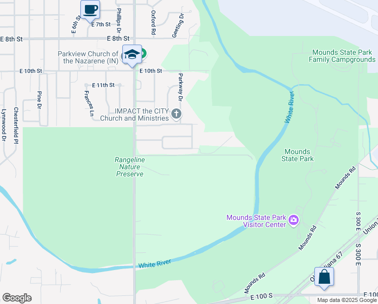 map of restaurants, bars, coffee shops, grocery stores, and more near 1503 Hughel Drive in Anderson