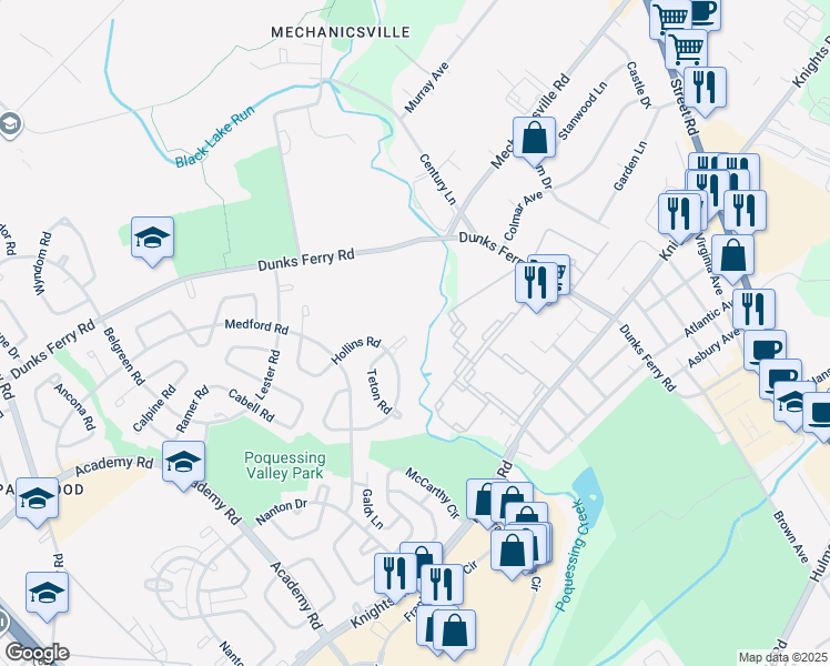 map of restaurants, bars, coffee shops, grocery stores, and more near 3507 Teton Road in Philadelphia
