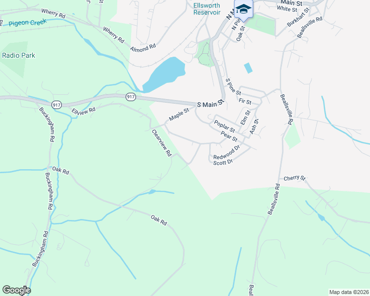 map of restaurants, bars, coffee shops, grocery stores, and more near 32 Maple Street in Scenery Hill