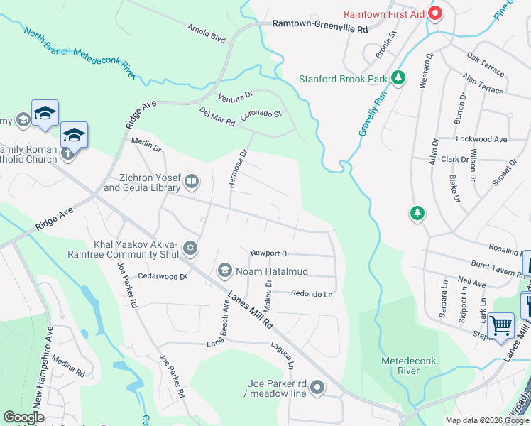 map of restaurants, bars, coffee shops, grocery stores, and more near 1245 County Line Road East in Lakewood