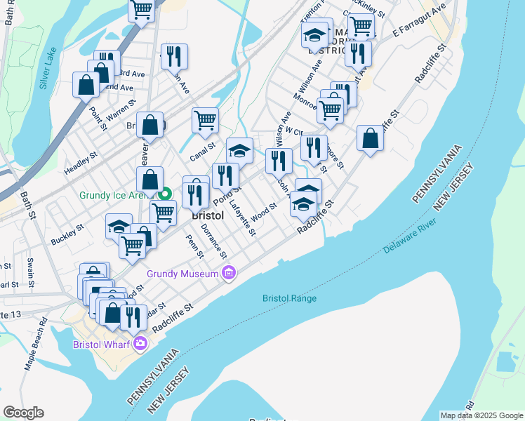 map of restaurants, bars, coffee shops, grocery stores, and more near 300 Jefferson Avenue in Bristol