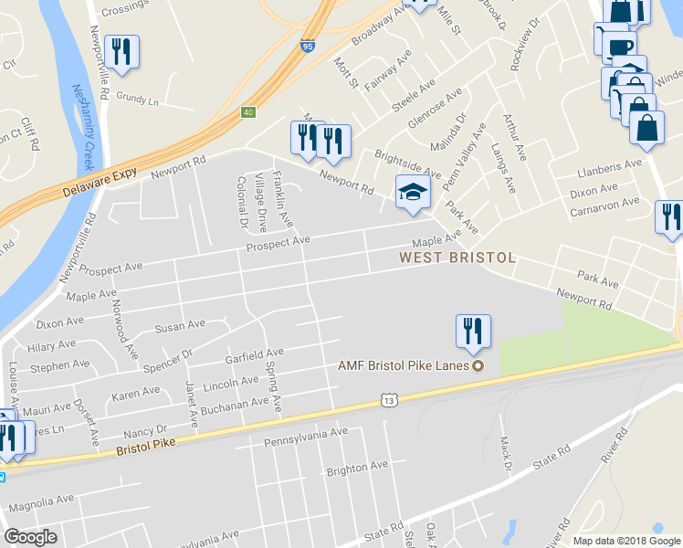 map of restaurants, bars, coffee shops, grocery stores, and more near 2135 Dixon Avenue in Croydon