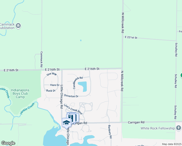 map of restaurants, bars, coffee shops, grocery stores, and more near 6037 Doverton Drive in Noblesville