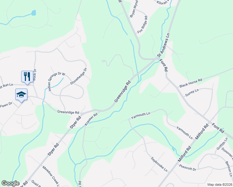 map of restaurants, bars, coffee shops, grocery stores, and more near 190 Greenridge Road in Glenmoore