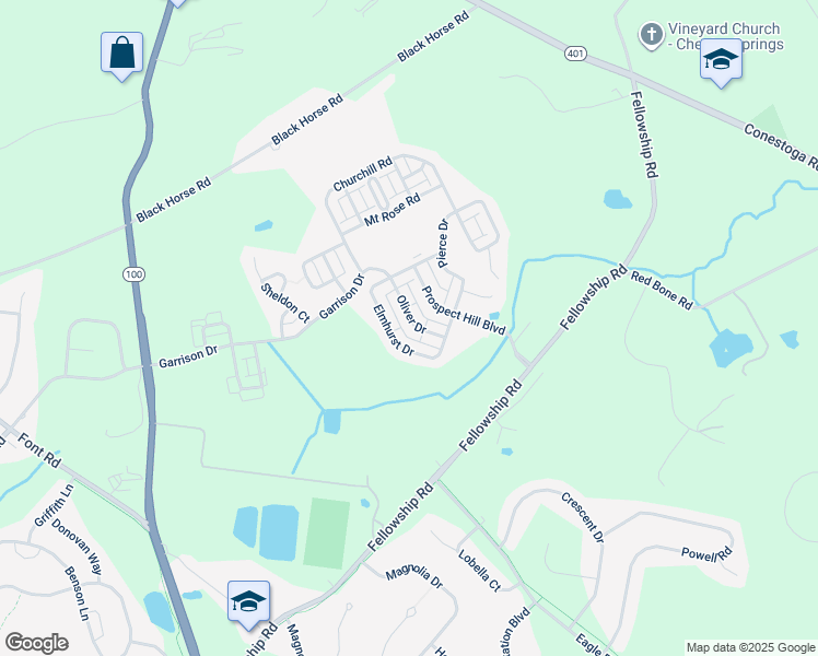 map of restaurants, bars, coffee shops, grocery stores, and more near 213 Oliver Drive in Chester Springs