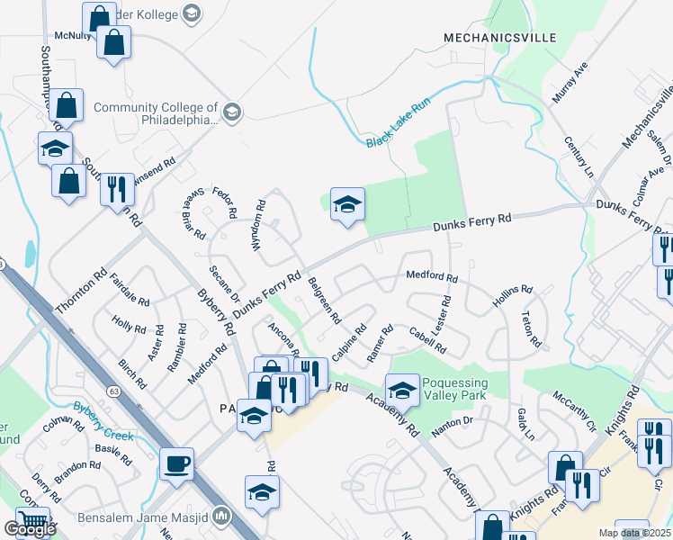 map of restaurants, bars, coffee shops, grocery stores, and more near 12630 Chilton Road in Philadelphia
