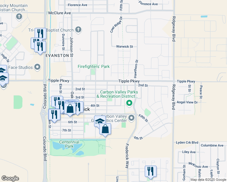 map of restaurants, bars, coffee shops, grocery stores, and more near 207 Linden Street in Frederick
