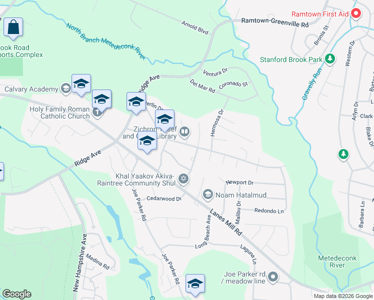 map of restaurants, bars, coffee shops, grocery stores, and more near 1224 County Line Road East in Lakewood