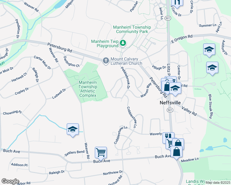 map of restaurants, bars, coffee shops, grocery stores, and more near 2806 Blacksmith Way in Lancaster