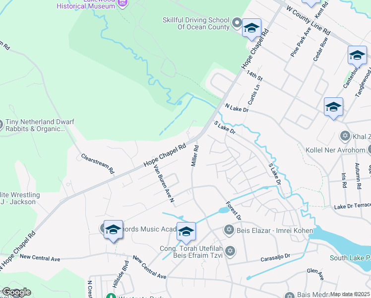 map of restaurants, bars, coffee shops, grocery stores, and more near 324 Miller Road in Lakewood