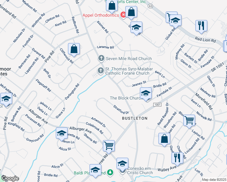 map of restaurants, bars, coffee shops, grocery stores, and more near 662 Welsh Road in Philadelphia