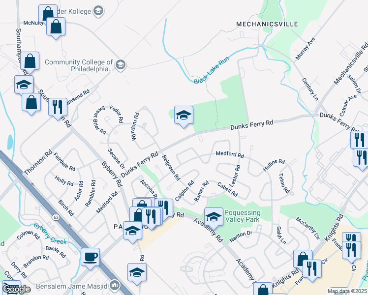 map of restaurants, bars, coffee shops, grocery stores, and more near 12646 Chilton Road in Philadelphia