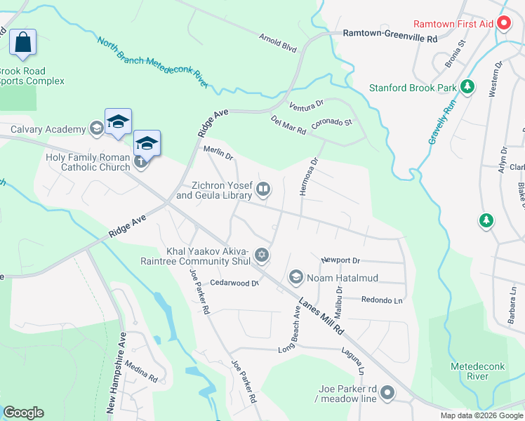 map of restaurants, bars, coffee shops, grocery stores, and more near 1224 County Line Road East in Lakewood