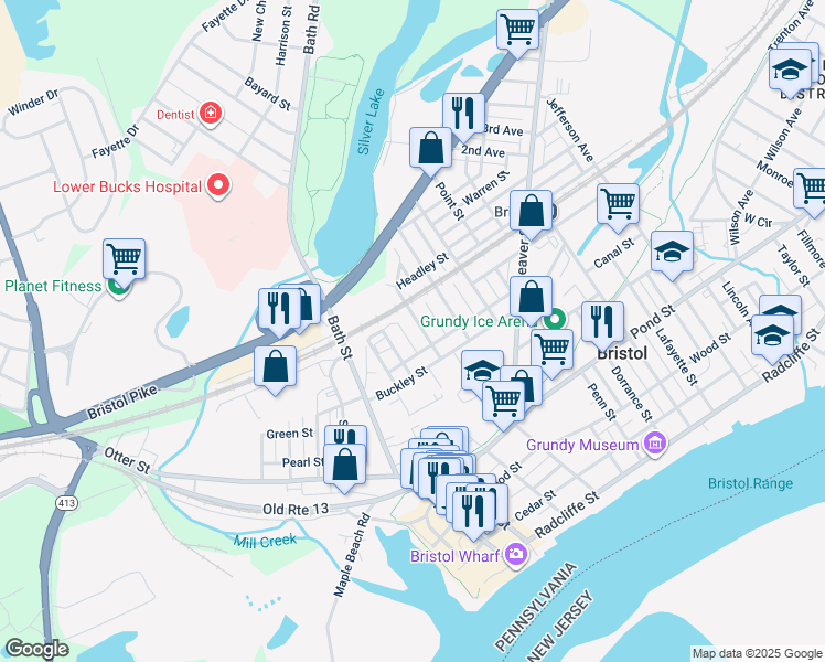 map of restaurants, bars, coffee shops, grocery stores, and more near 646 Spruce Street in Bristol