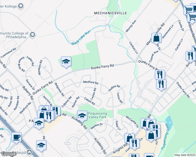 map of restaurants, bars, coffee shops, grocery stores, and more near 3239 Lester Road in Philadelphia