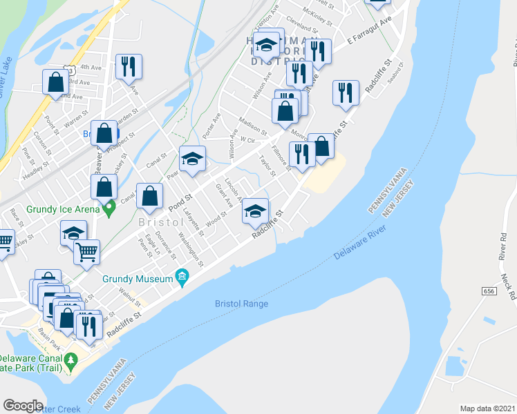 map of restaurants, bars, coffee shops, grocery stores, and more near 203 New Brook Street in Bristol