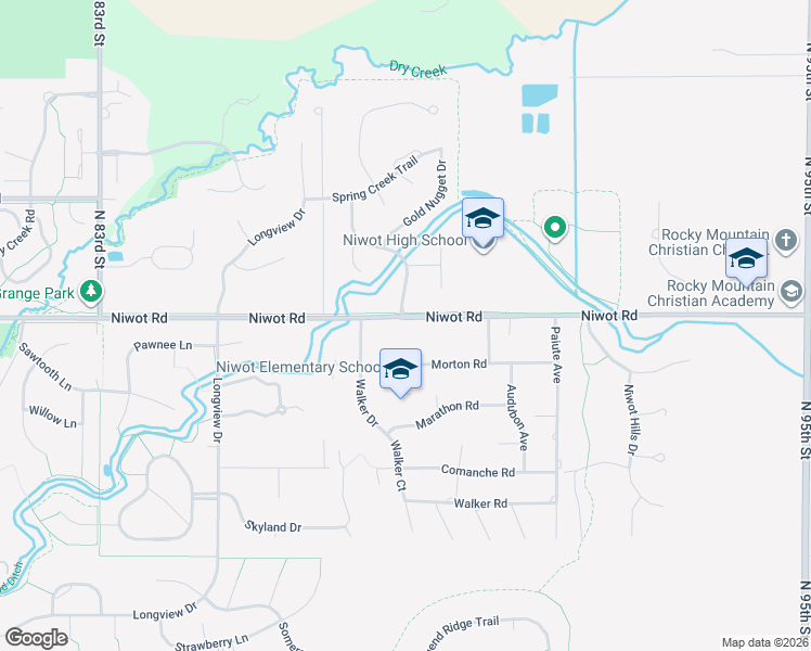 map of restaurants, bars, coffee shops, grocery stores, and more near 8812 Niwot Road in Niwot