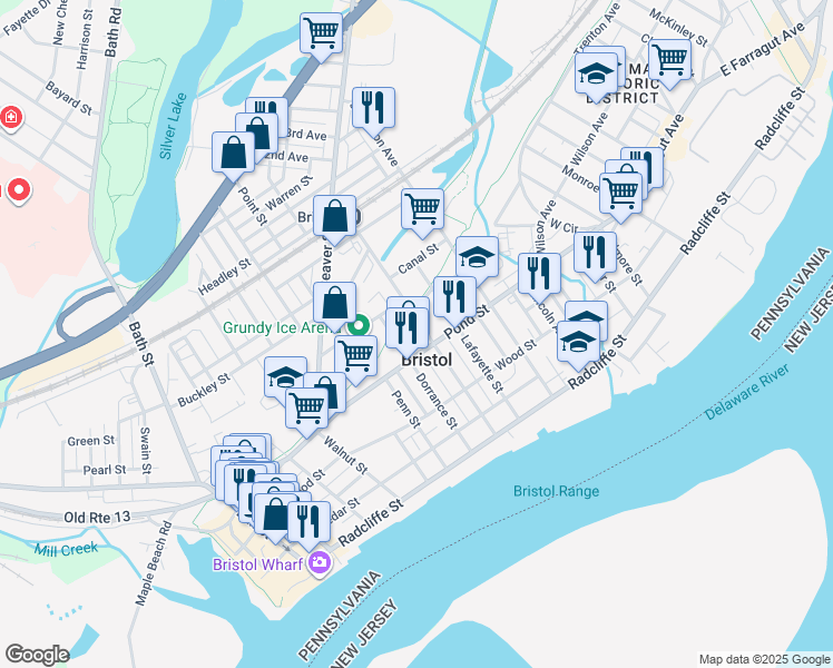 map of restaurants, bars, coffee shops, grocery stores, and more near in Bristol