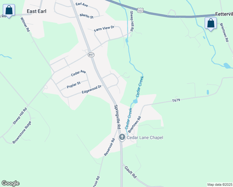 map of restaurants, bars, coffee shops, grocery stores, and more near 333 Cardinal Court in East Earl