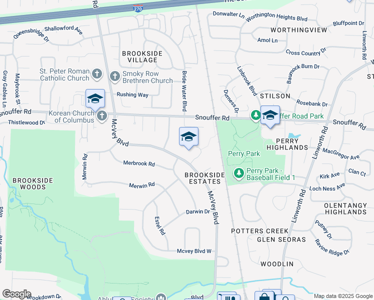 map of restaurants, bars, coffee shops, grocery stores, and more near 6700 McVey Boulevard in Columbus