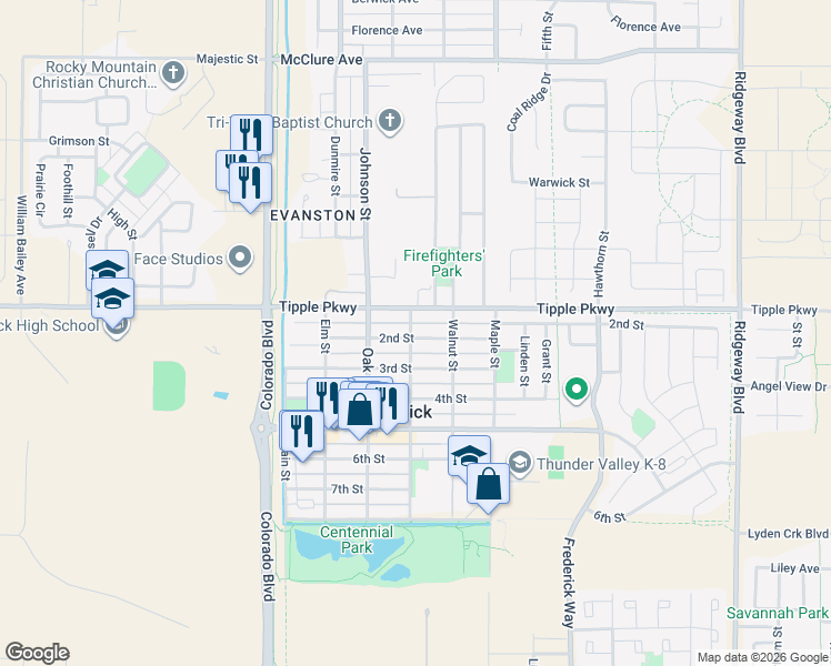 map of restaurants, bars, coffee shops, grocery stores, and more near 405 2nd Street in Frederick