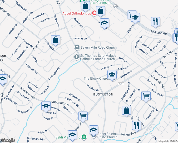 map of restaurants, bars, coffee shops, grocery stores, and more near 662 Welsh Road in Philadelphia