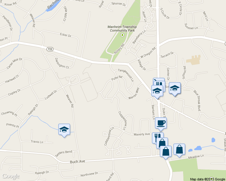 map of restaurants, bars, coffee shops, grocery stores, and more near 2823 Blacksmith Way in Lancaster