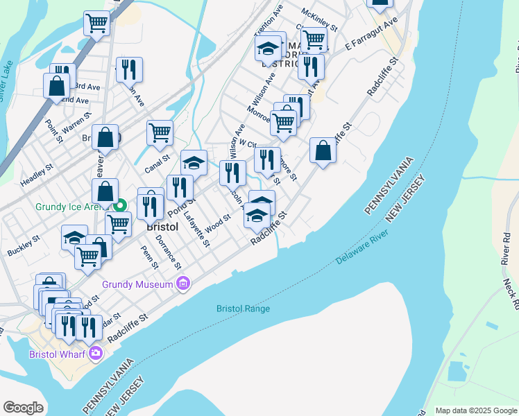 map of restaurants, bars, coffee shops, grocery stores, and more near 213 New Brook Street in Bristol