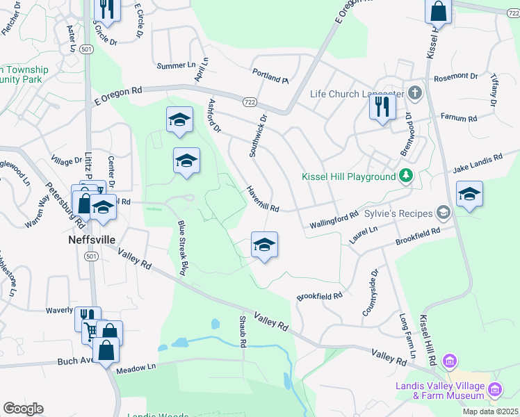 map of restaurants, bars, coffee shops, grocery stores, and more near 462 Haverhill Road in Lancaster