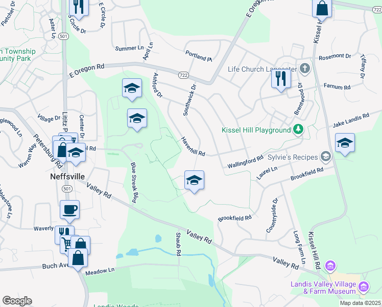 map of restaurants, bars, coffee shops, grocery stores, and more near 462 Haverhill Road in Lancaster
